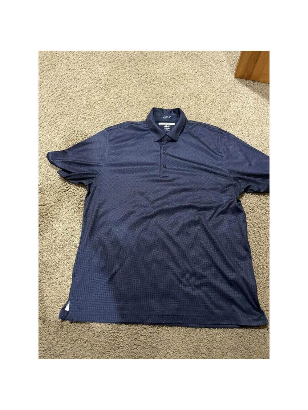 GREG NORMAN Blue Pattern Moisture Wicking golf Polo Shirt ML75 Size MEDIUM